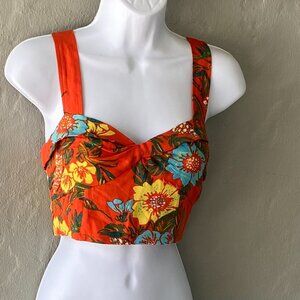 FREE PEOPLE MULTI COLOR FLORAL CROPPED TOP SZ 4